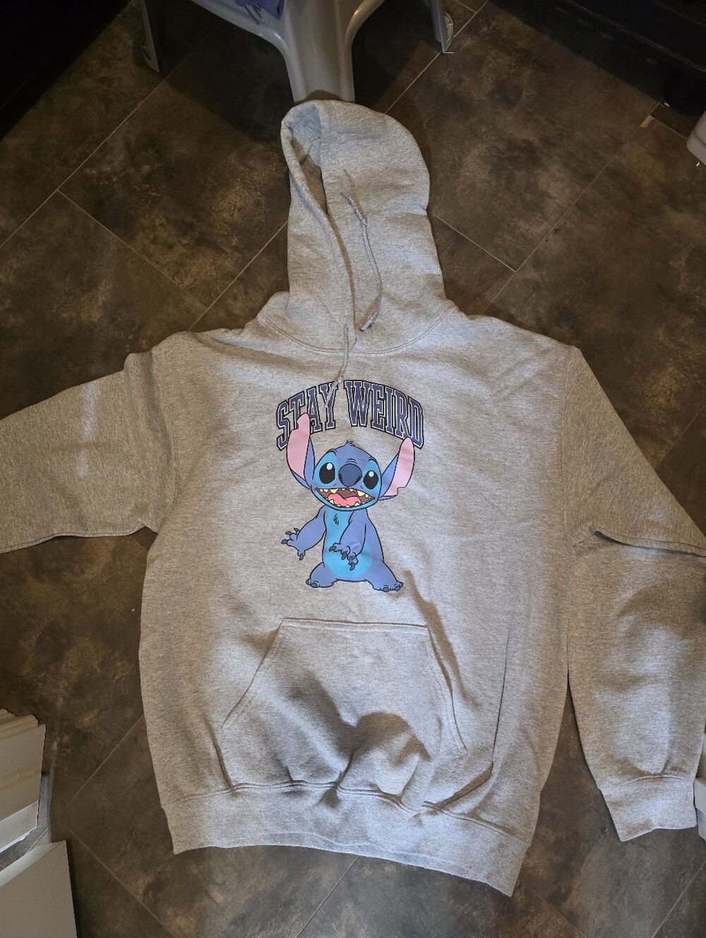 Stitch Stay Weird Stitch Graphic Hoodie - Gray